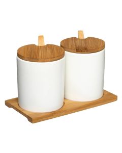 FIVE Keramičke posude za začine, bambus/bela