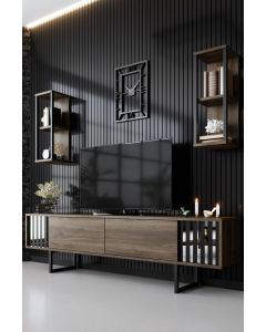 HANAH HOME TV polica Chrome Line Walnut Black - 181041