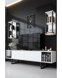 HANAH HOME TV polica Chrome Line White Black - 181042