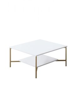 HANAH HOME Klub sto Gold Line, bela/zlatna