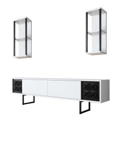 HANAH HOME TV komoda sa policama Black Line, bela/crna