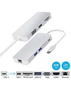 FAST ASIA Adapter-konvertor TIP-C na HDMI + 4XUSB 3.0 + TIP C + SD/Micro + Audio+VGA + RJ45