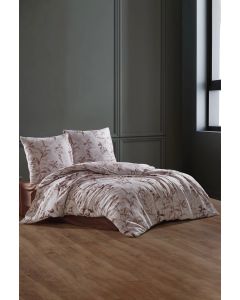 STEFAN Set posteljina 140x200cm saten-pamuk Braon lišće - 186-1379