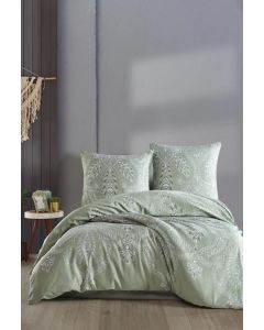 STEFAN Set posteljina 140x200cm saten-pamuk Zeleni ornamenti - 186-1380