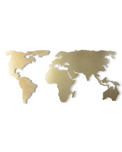 WALLXPERT Zidna dekoracija World Map silhouette XL gold - 187146