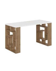 HANAH HOME Radni sto Maze, bela/tamno braon