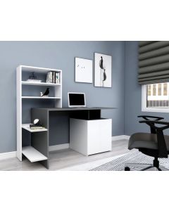 HANAH HOME Radni sto sa policama, bela/antracit