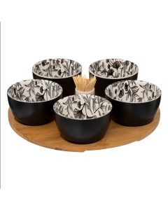 SECRET DE GOURMET Set za predjelo 7kom keramika/bambus crno/bela - 194183-1
