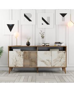 HANAH HOME Komoda Milan 160 Walnut White Marble - 194366