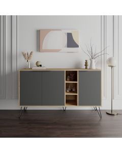 HANAH HOME Komoda Clara Console Oak Anthracite - 194390