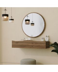 HANAH HOME Zidna polica sa ogledalom Princesse, braon