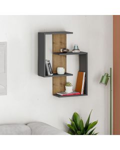 HANAH HOME Zidna polica Paranoid Anthracite Dark Oak - 194525