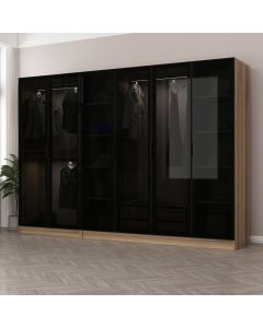 HANAH HOME Ormar sa staklenim vratima Kale 7650, crna/braon