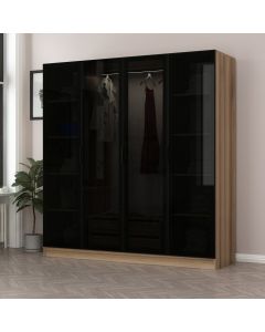 HANAH HOME Ormar sa staklenim vratima Kale 7648, crna/braon