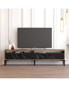 HANAH HOME TV komoda Istanbul 2, braon/crna mermerna