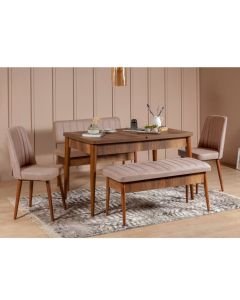 HANAH HOME Trpezarijski set Vina Walnut Stone