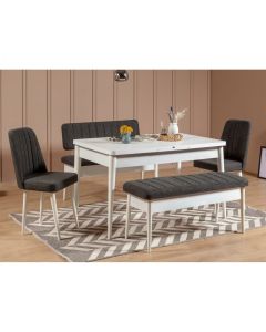 HANAH HOME Trpezarijski set Vina White Anthracite