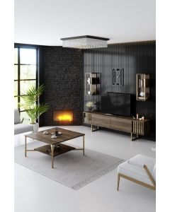 HANAH HOME Set nameštaja za dnevnu sobu Gold Line, braon/zlatna