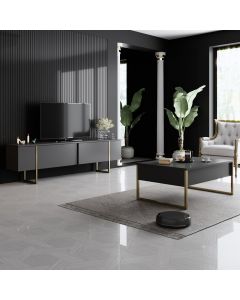 HANAH HOME Set nameštaja za dnevnu sobu Luxe Set, antracit/zlatna