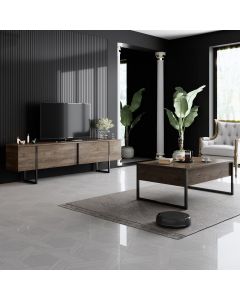 HANAH HOME Set nameštaja za dnevnu sobu Luxe Set, braon/crna