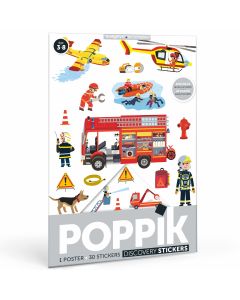 POPPIK Edukativni poster s nalepnicama Mini otkrića: Vatrogasci - MIN002