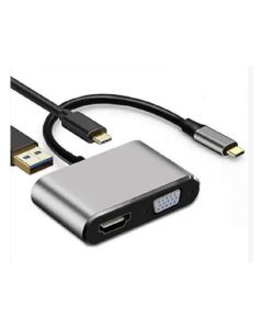 LINKOM Adapter-konvertor TIP C na HDMI 4K+VGA+1xUSB 3.0+TIP C (618) - 200276