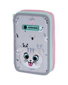 ASTRABAG Prazna pernica 2 zipa Kitty the cute siva - 20138-1-1