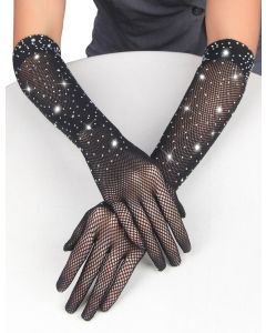 Crne čipkaste rukavice sa mašnama C81243