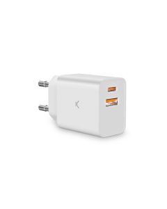 KSIX Kućni Punjač BXCDC30D 30W DUAL USB A+USB C konektori, bela - 37121