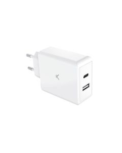 KSIX Kućni Punjač BXCDC65DGAN ULTRA BRZI 65W DUAL USB A+USB C konektori, bela - 37122