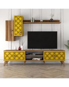 HANAH HOME TV komoda sa policama Class S, braon/žuta