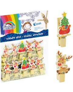 FIORELLO Novogodišnje Kraft Drvene štipaljke sa irvasima