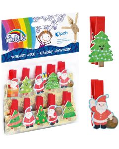 FIORELLO Novogodišnje Kraft Drvene štipaljke sa Deda Mrazom