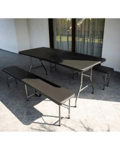 Gardlov Sklopivi Plastični Sto sa Klupama Crni 180cm
