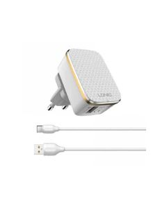 LDNIO Kućni punjač sa Tip C kablom A1204Q QC3.0 USB, bela - 207452