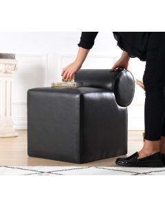 ATELIER DEL SOFA Tabure Rohin Deri Puf, crna