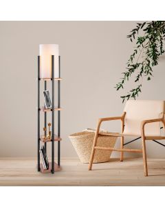 OPVIQ Podna lampa sa policom 7113, crna/braon