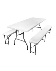 Gardlov Sklopivi Plastični Sto sa Klupama Beli 180cm