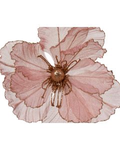 DEKOR DOM Novogodišnji ukras za jelku 27cm Flower on clip 220620, roze - 043339