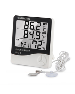 Termometar HTC-2 JWD temperetura, sat, vlaznost vazduha, sonda beli