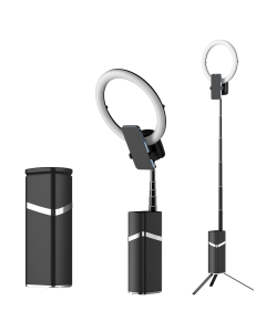 LED ring lampa multifinkcionalna sa postoljem crna