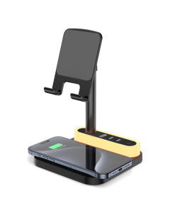 Desktop držač za mobilni telefon HT531 sa wireless punjacem i LED svetlom crni