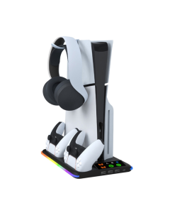 HA8008  EL RGB multifunkcionalni punjač i cooler za PS5 konzolu crni