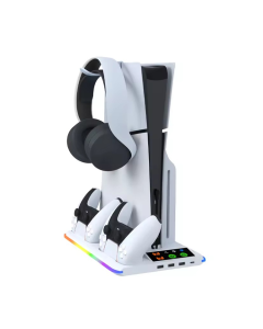 HA8008 EL RGB multifunkcionalni punjač i cooler za PS5 konzolu beli