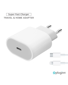 Kućni Punjač Pluginn AJ-20 A2347 EMC3621 PD Fast 20W za iPhone 11-14 sa PD lightning kablom CE beli
