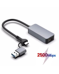 Adapter Type C - USB 3.0 JWD na 2.5Gbps Gigabitni LAN sivi