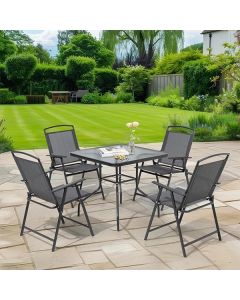 LEMON PLANET Set baštenski sto i stolice, crna