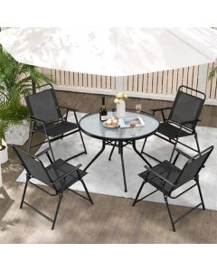 LEMON PLANET Set baštenski sto i sklopive stolice, crna