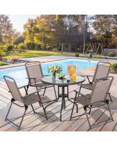 LEMON PLANET Set baštenski sto i sklopive stolice, kapućino