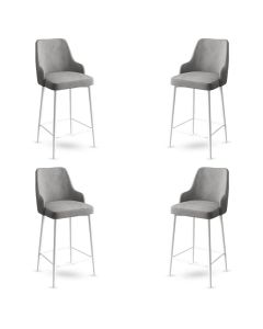 HANAH HOME Set barskih stolica Enox 4/1, siva/bela